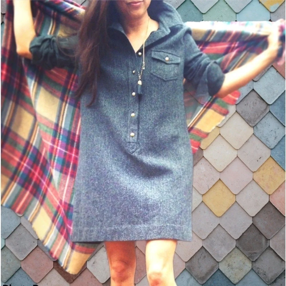 J. Crew herringbone shirt dress